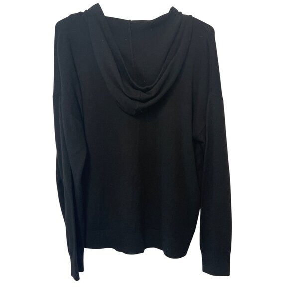 Womens Cashmere Blend Black Hoodie M Boho Warm Comfort Elegant - Picture 2 of 6